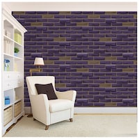 Picture of Creative Print Solution Brick Patterned Wall Wallpaper, 244X41 cm, Purple & Beige