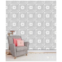 Picture of Creative Print Solution Circle with Batik Patterned Wall Wallpaper, 244X41 cm, Grey