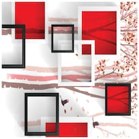 Picture of Creative Print Solution Blocks Wall Wallpaper, 244X41 cm, Red & White