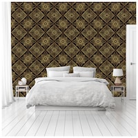 Picture of Creative Print Solution Abstract Patterned Wall Wallpaper, 244X41 cm, Black & Golden