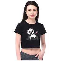 Picture of GirlsNCurls Women’s Panda Printed Crop Top, GNC0789796