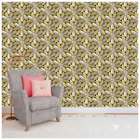 Picture of Creative Print Solution Floral Pattern Wall Wallpaper, 244X41 cm, Golden & Black