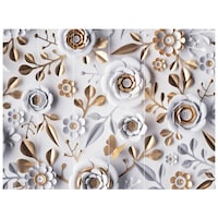 Creative Print Solution Floral Wall Wallpaper, BPBW-005, 275X366 cm, White & Golden