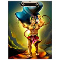 Creative Print Solution Hanuman with Shivling Digital Reprint Clip Board, 14x9.5 Inches, Multicolour