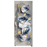 Creative Print Solution Roses Double Fridge Door Sticker, BPF552, 63 Inches, Grey & Blue