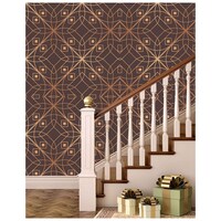 Creative Print Solution Abstract Patterned Wall Wallpaper, 244X41 cm, Brown & Golden
