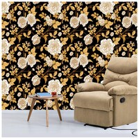 Creative Print Solution Roses Wall Wallpaper, 244X41 cm, Golden & Black