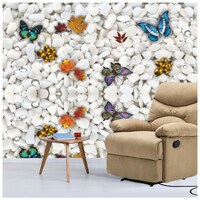 Creative Print Solution Butterfly and Pebbles Wallpaper, 244X41 cm, Multicolour