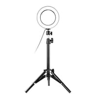 Selfie Camera LED Lamp with Telescopic Tripod, Black/White