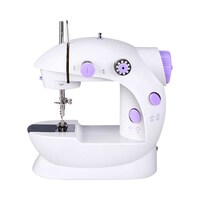 Picture of Mini Sewing Machine with Foot Pedal & Accessories, Purple & White
