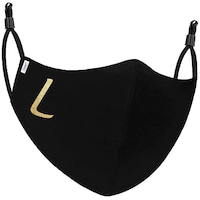 Picture of eWeft Glitter Effect Alphabet L Printed Mask, 2 Layer, Black & Gold