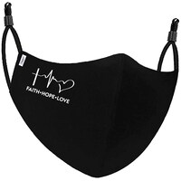 Picture of eWeft Faith Hope Love Printed Mask, 2 Layer, Black & White
