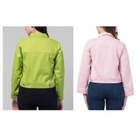 Karvaan Fashion Girls Denim Jackets, Green and Pink, Set of 2