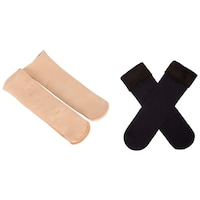 Starvis Women's Winter Thermal Socks, Beige & Black, Pack of 4