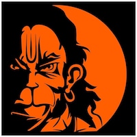 Ramanta Lord Hanuman Sticker and Decal, Orange & Black