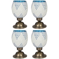 Picture of Afast Decorative Glass Table Lamp, AFST742077, 14 x 20cm, White & Blue