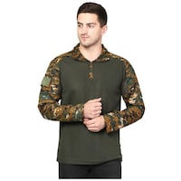 Picture of Militia Military Camouflage Men's Polo Neck T-Shirt, MLT0788460, M, Green