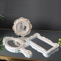 Picture of Belle Hand Mirror Photo Frame and Tray, 3pcs - Pink and White