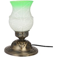 Picture of Afast Decorative Glass Table Lamp, AFST742052, 14 x 20cm, White & Green, Pack of 1