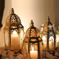 Picture of Pan Hanging Decorative Blime Lantern, Gold