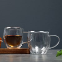 Pan Neoflam Double Wall Tea Cup, 250ml, Set of 2, Clear