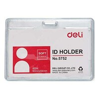 Picture of Deli Horizontal Name Badge Id Card Holder, E5752 - Pack of 10 Pcs