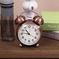 Pan Twin Bell Alarm Clock, 14cm, Copper