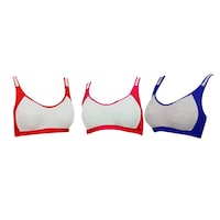 Picture of Fims Women's Cotton Cup B Sports Bra, NKR65894, Multicolour, Pack of 3