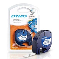 Dymo Letratag Tape Plastic, 91201, 12mm X 4M