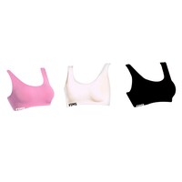 Picture of Fims Women's Cotton Cup B Air Sports Bra, NKR65860, Multicolour, Pack of 3