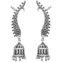 Picture of Mryga Women's Handcrafted Brass Tribal Jhumki, SB787042, Silver