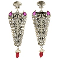 Picture of Mryga Women's Handcrafted Brass Long Earrings, SB787644, Gold & Purple