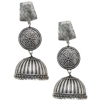 Picture of Mryga Women's Handcrafted Brass Jhumka Earrings, SB787700, Silver