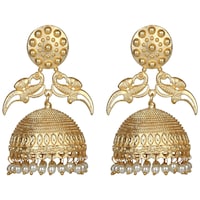 Picture of Mryga Women's Matte Stud Jhumka Earrings, SB787676, Gold