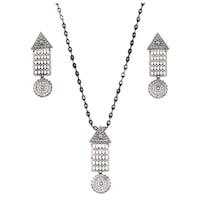 Mryga Elegant Tribal Long Necklace and Earrings Set, SB787780, Silver