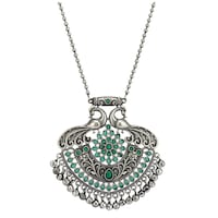 Picture of Mryga Handcrafted Elegant Brass Necklace, Green & Silver