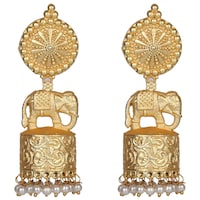 Picture of Mryga Women's Elephant Matte Jhumka Earrings, SB787666, Gold