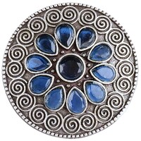 Mryga Stylish Tribal Brass Adjustable Ring, Blue & Silver