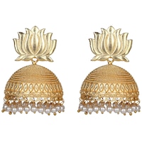 Picture of Mryga Women's Lotus Flower Matte Earrings, SB787659, Gold