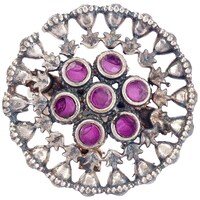 Mryga Stylish Tribal Brass Adjustable Ring, Pink & Silver