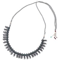 Mryga Elegant Tribal Necklace and Earrings Set, SB787760, Silver & Green