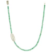 Mryga Handcrafted Matte Beaded Necklace, Green & Silver