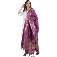 Mryga Women's Art Silk Banarasi Dupatta, SB785505, Purple