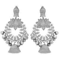 Picture of Mryga Women's Brass Lotus Long Earrings, SB787648, Silver