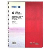 Maxi PP Spiral 4 Subject Notebook, 160 Sheets, 8.5X11 In