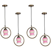 Picture of Afast Decorative Round Ceiling Light with Glass Shade, AFST800716, 22.5 x 102.5cm, Pink & White