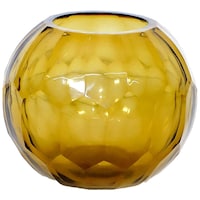 Picture of R S Light Round Shaped Glass Flower Vase, Yellow, 10 x 17cm