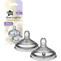 Picture of Tommee Tippee Closer to Nature Slow Flow Teats, 0m+, Clear - Pack of 2