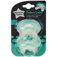 Tommee Tippee Closer to Nature Teethe 'n' Soothe Stage 1 Teethers, 3m+, Green - Pack of 2
