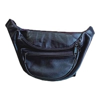Smooth Finish Leather Fanny Pack Bag, 4482, Black